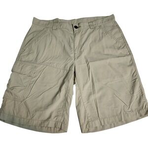 Columbia Mens Omni-Shade Cargo Hiking Shorts Tan Khaki Nylon 36W Outdoor Fishing